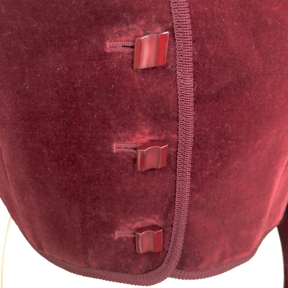 Jaeger Velour Cropped Jacket Buttons Sz 6 Red - Picture 6 of 10